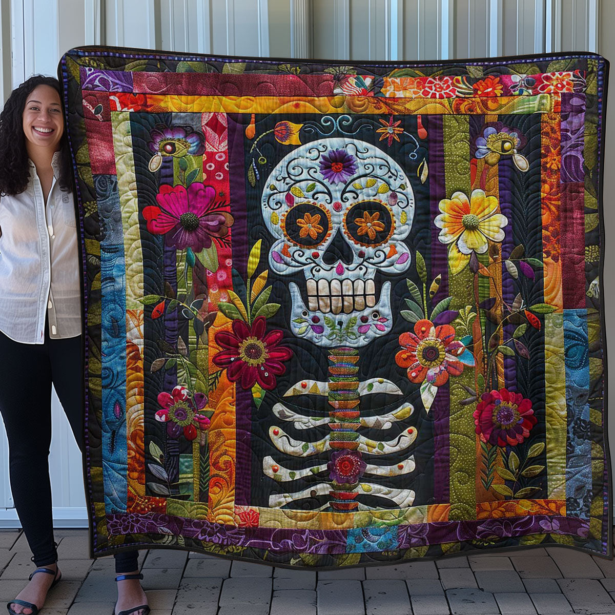 Radiant Skull Flower WN0908107CL Quilt