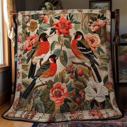 Red And Black Bullfinches WM2308084CL Quilt