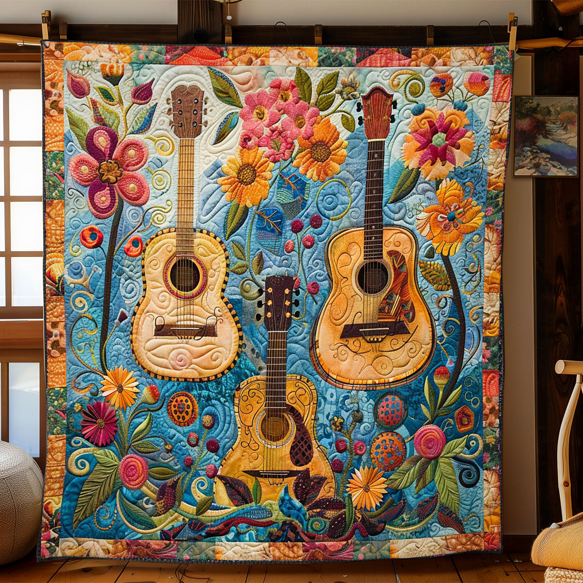 Retro Guitar Garden WN2208138CL Quilt