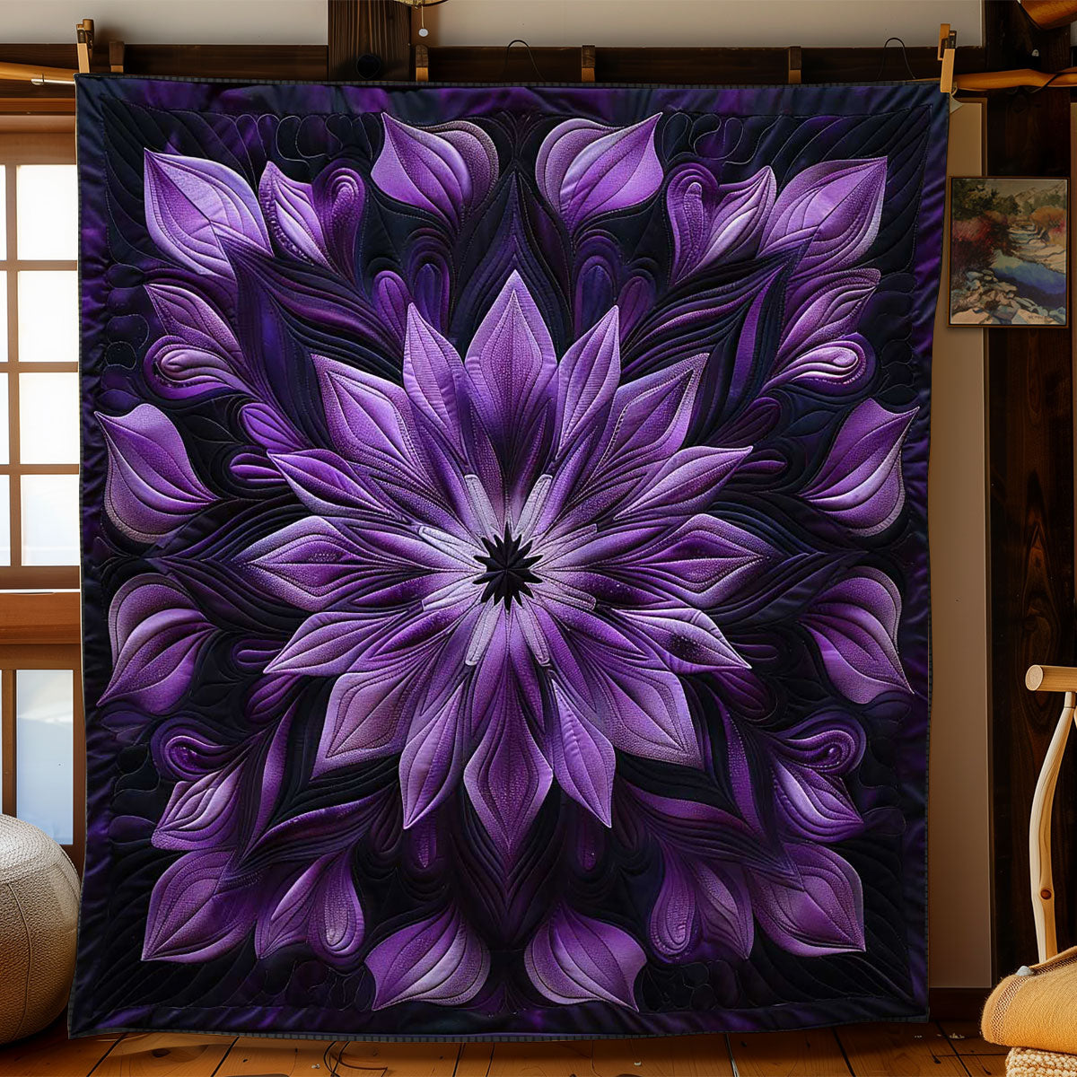 Serene Purple Flower WN1508051CL Quilt