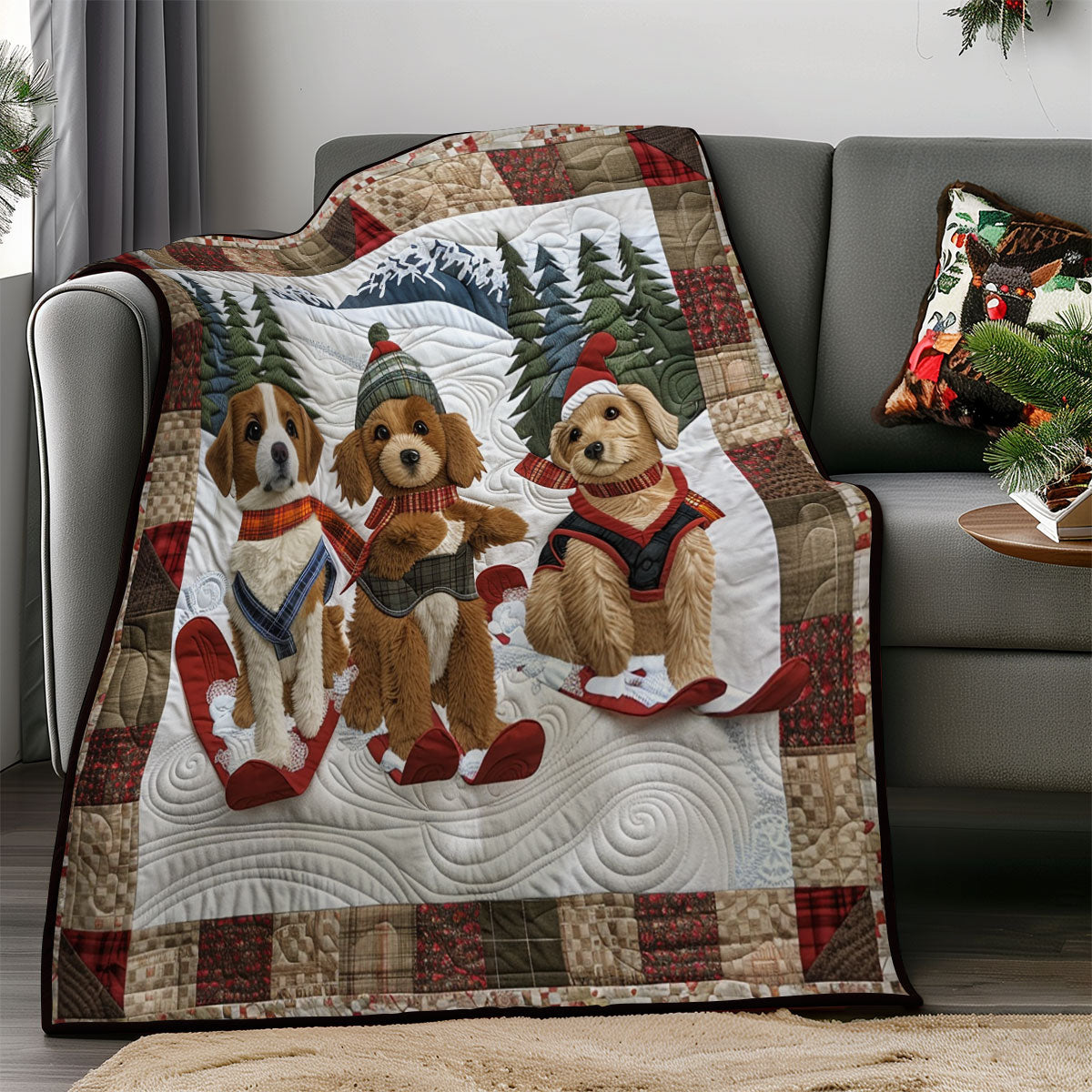 Skiing Dogs SR1908034CL Quilt