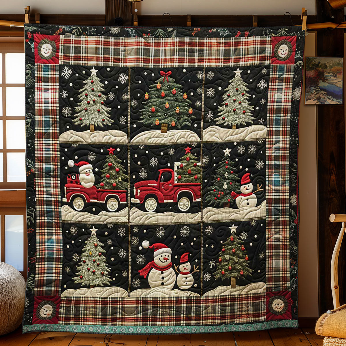 Snowman And Santa Truck WN1109043CL Quilt