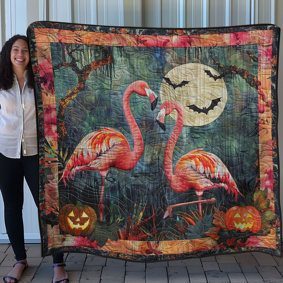 Spooky Flamingo Haven WN0908010CL Quilt