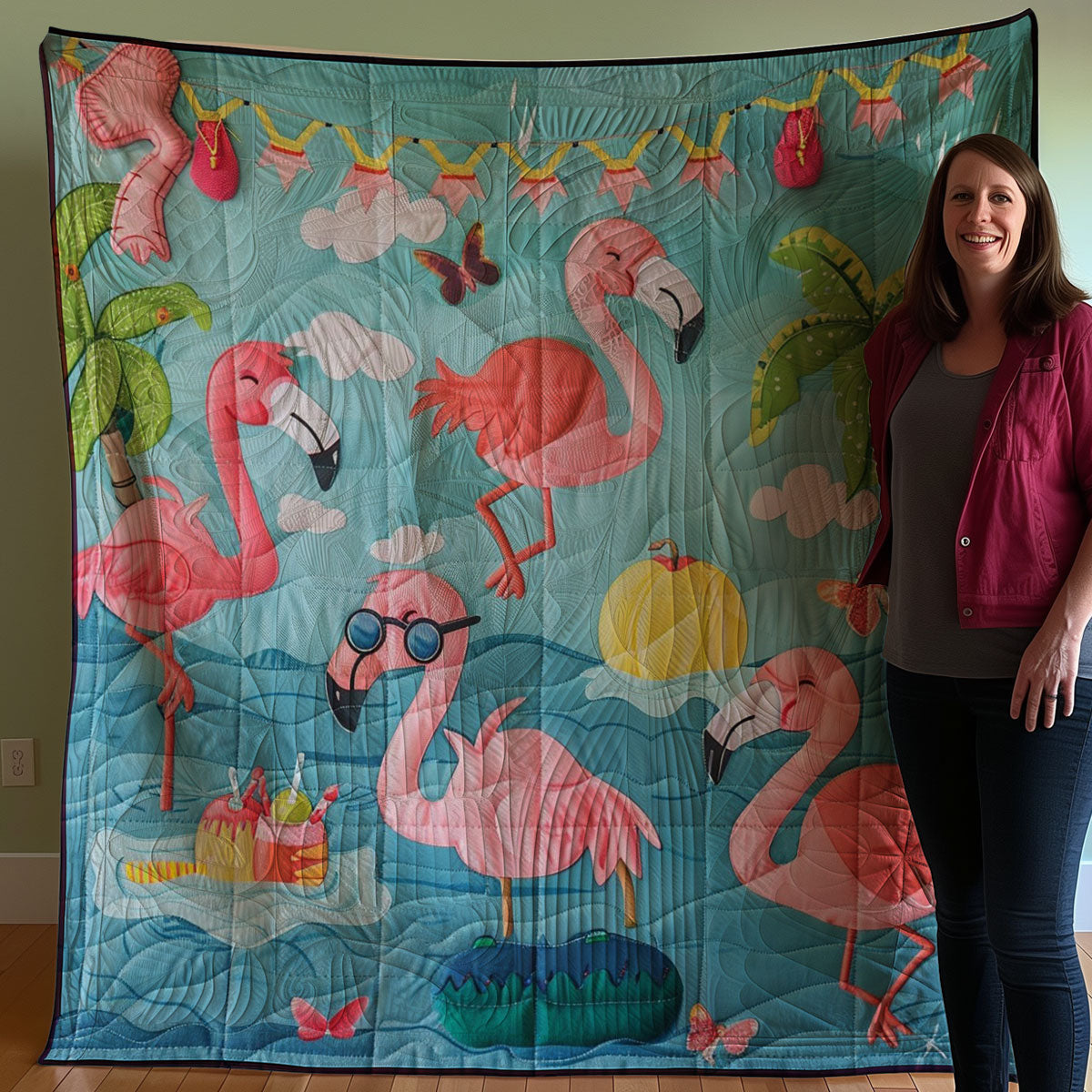 Summer Flamingoes WM2907002CL Quilt