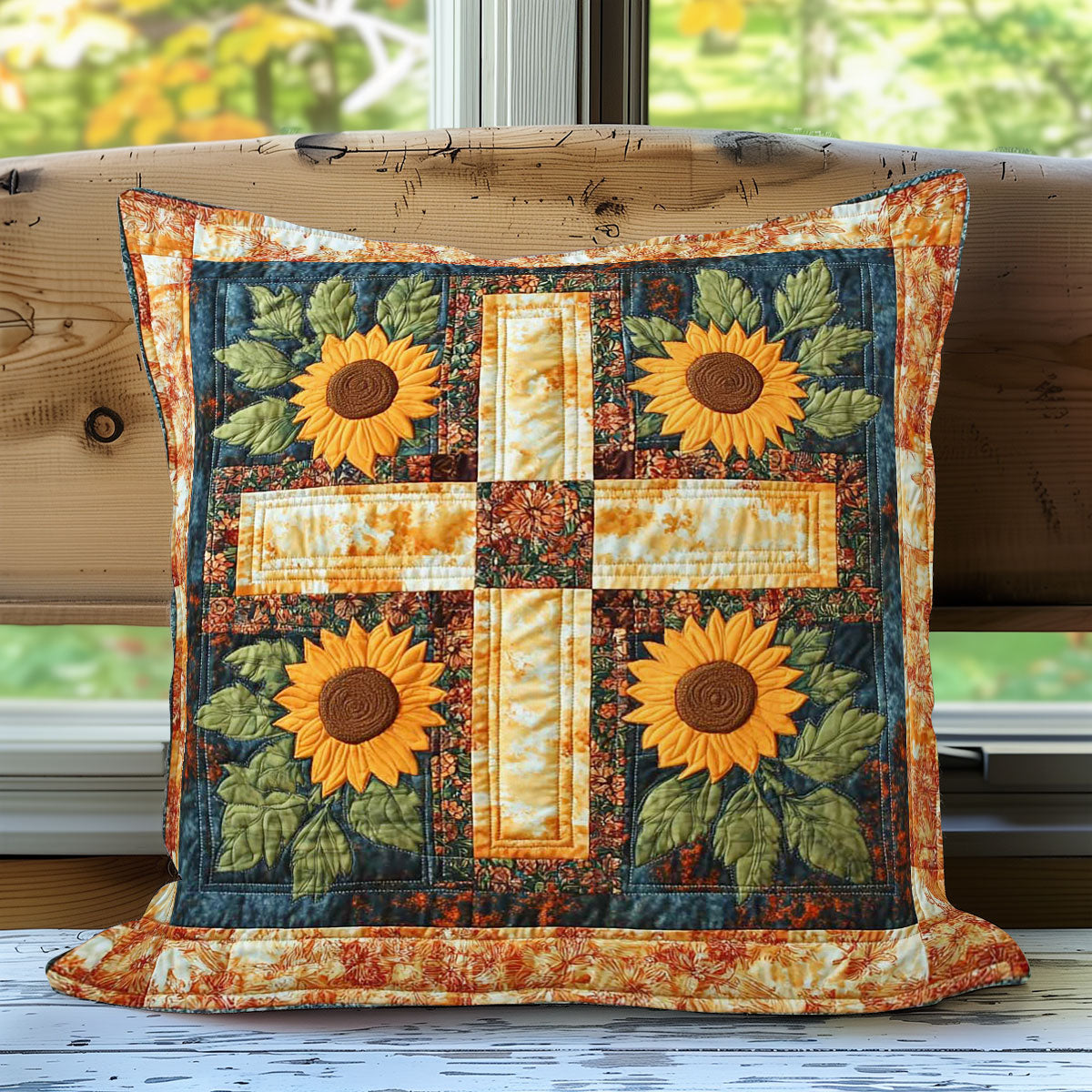 Sunflower And Cross WN0208096CL Quilt Pillow Case