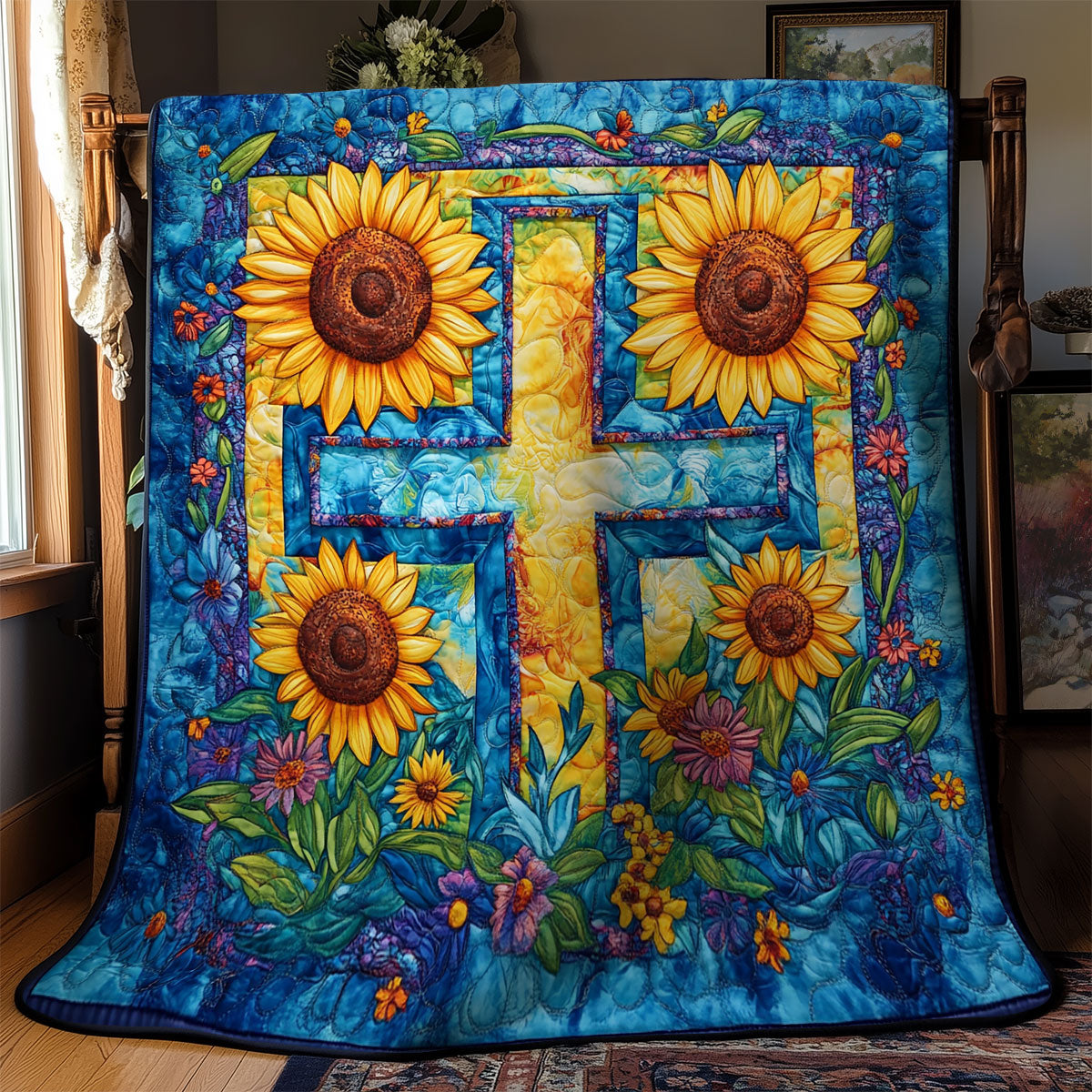 Sunflower Cross WM2008017CL Quilt