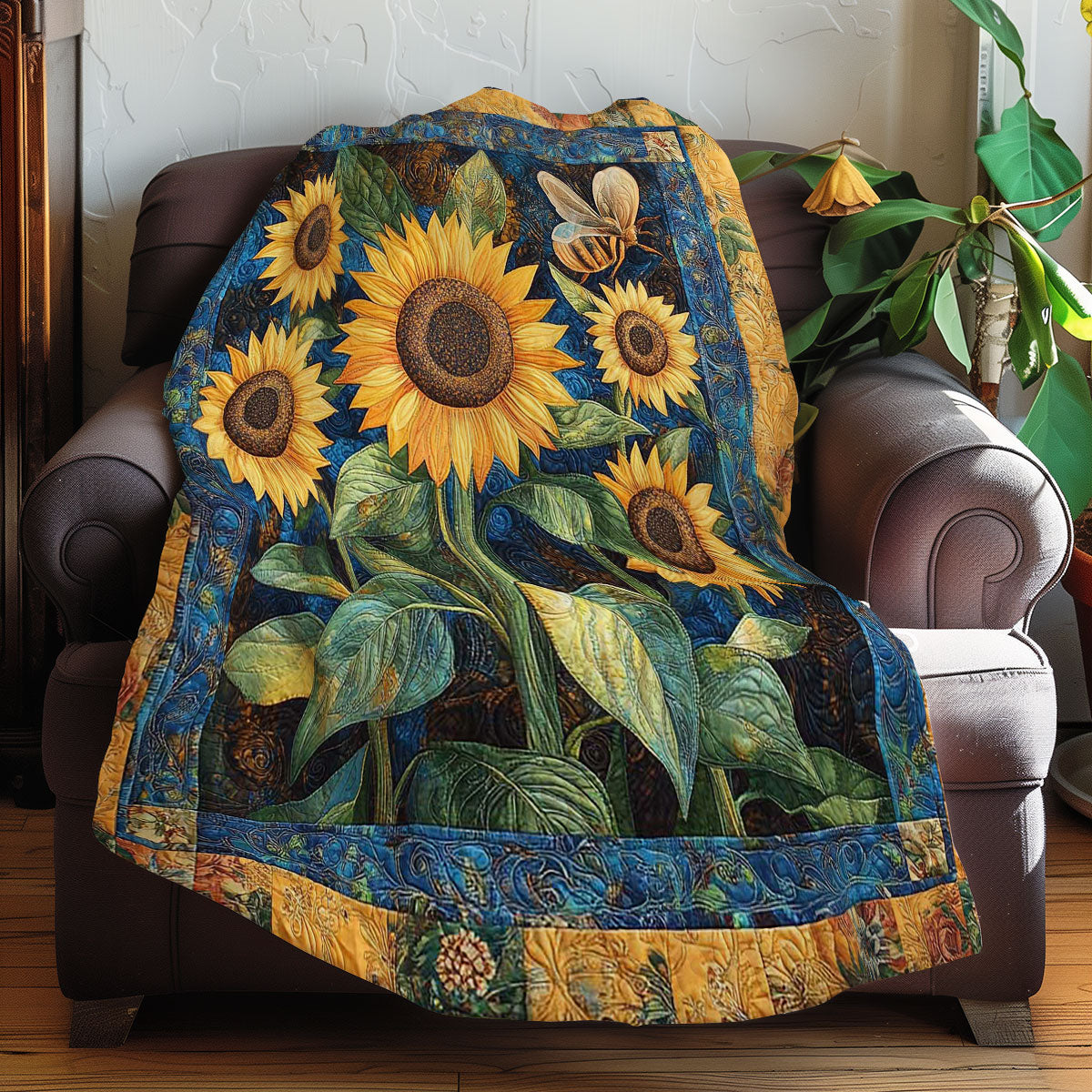 Sunflowers And Bee WN0208005CL Quilt