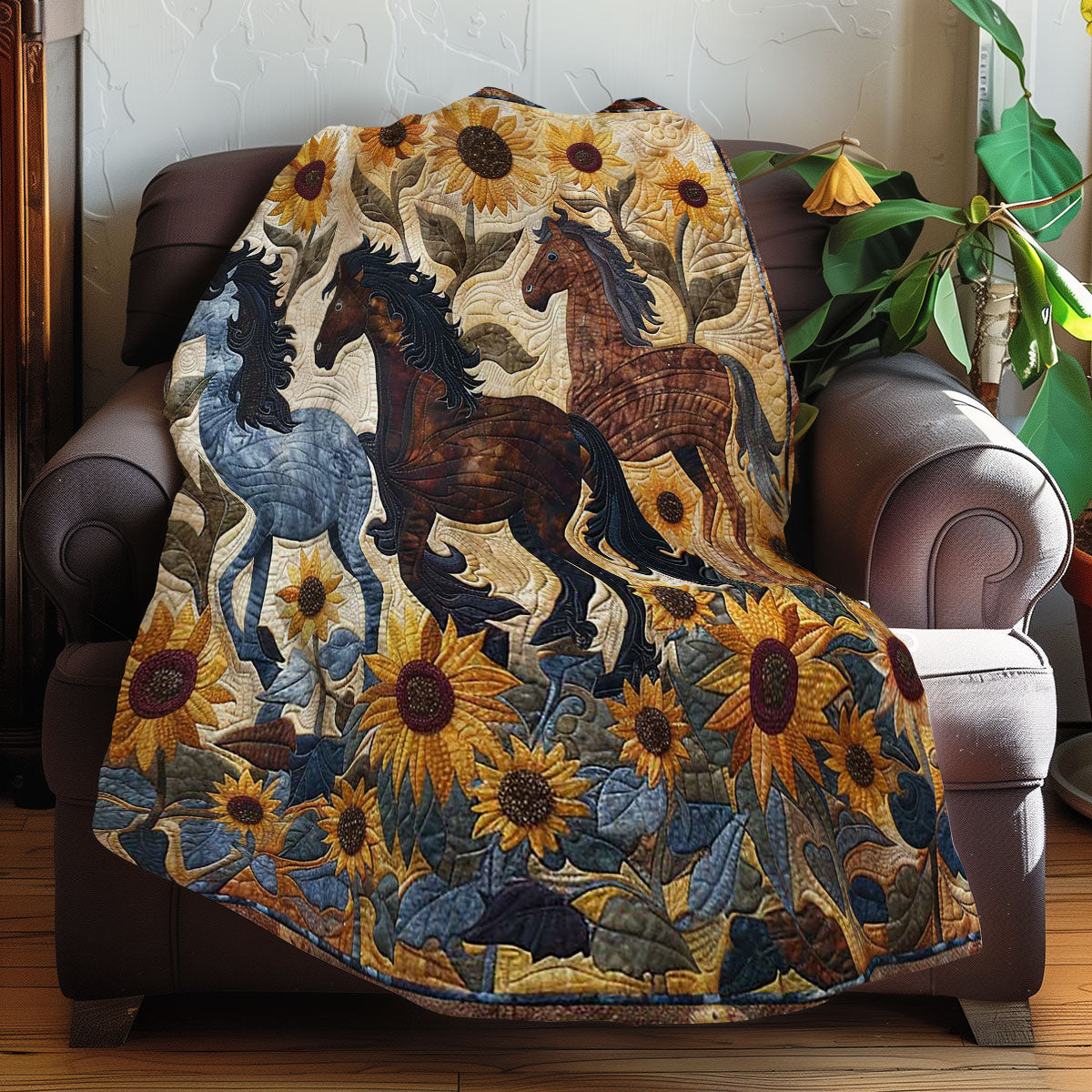 Sunflowers And Horses WN2607036CL Quilt