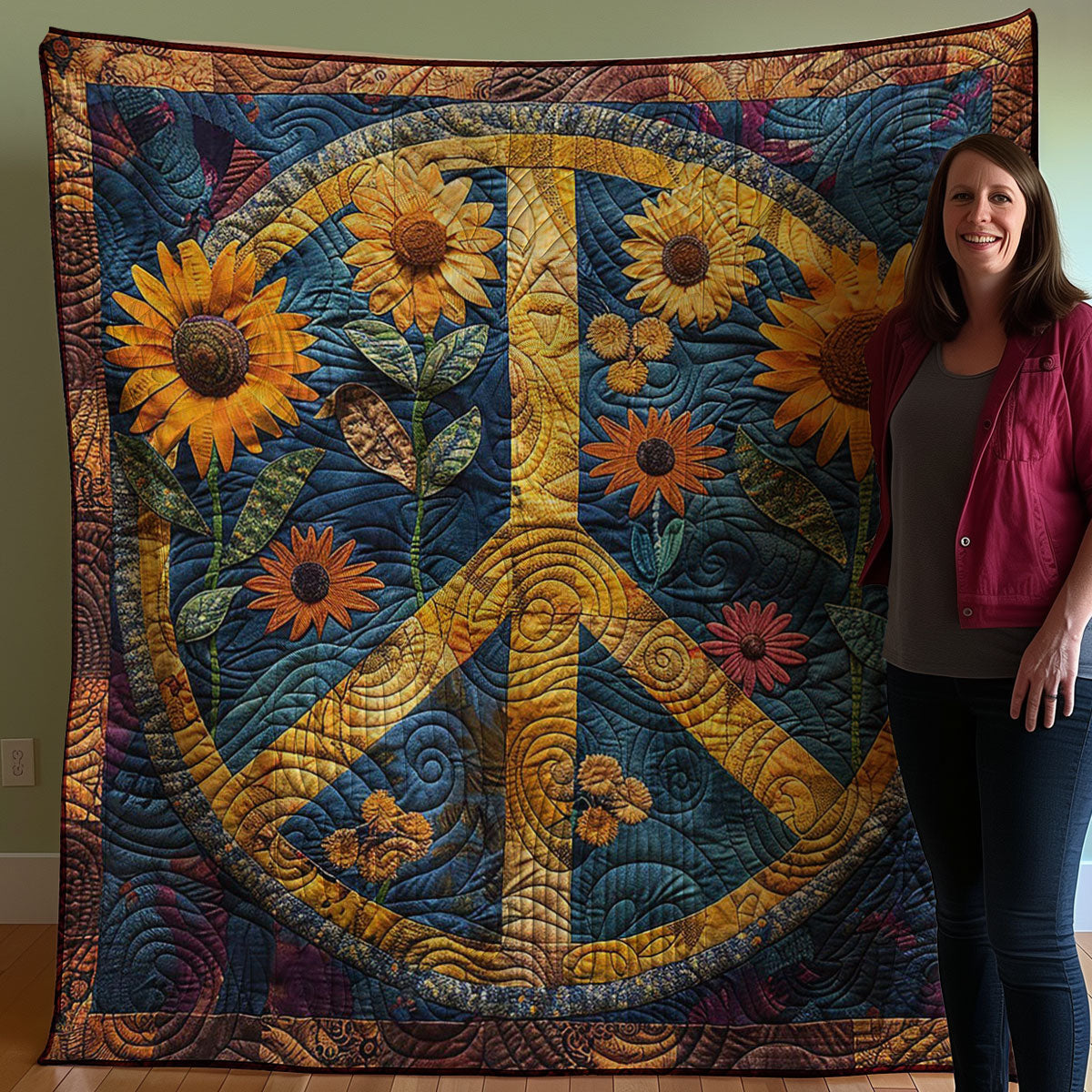 Sunflowers Peace Sign WM2907001CL Quilt