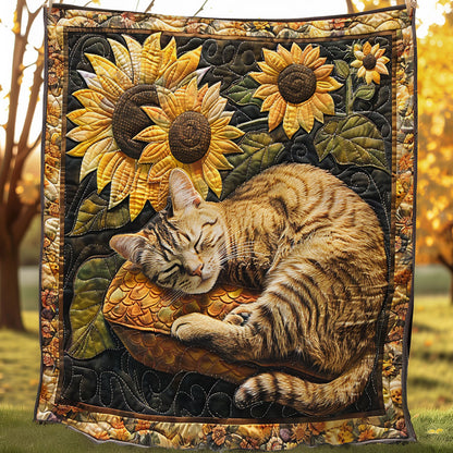 Sunflowers Sleeping Cat SR1508014CL Quilt