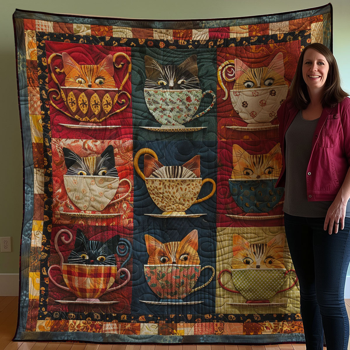 Teacup Cat WM3007002CL Quilt