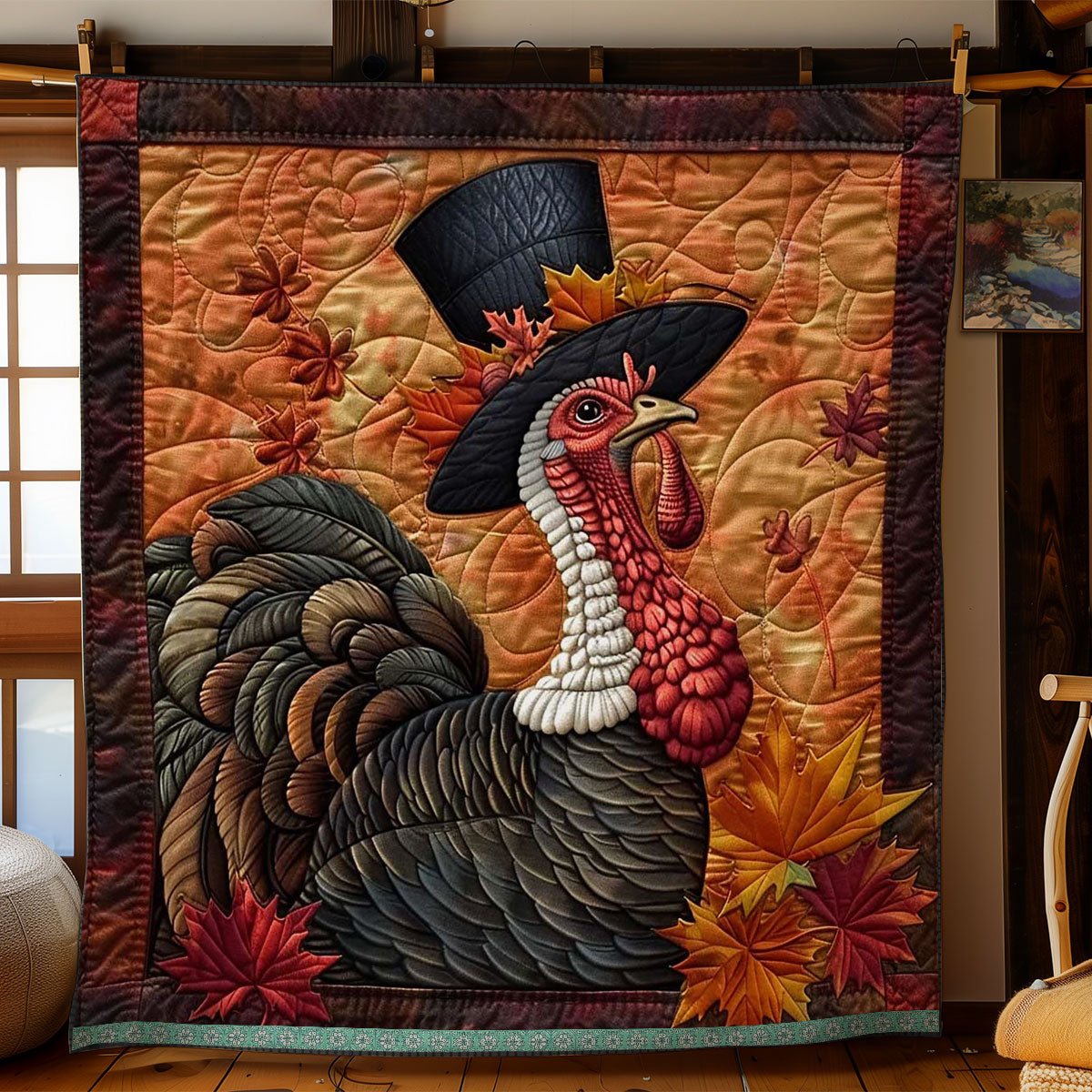 Thanksgiving Turkey In Hats WN1109019CL Quilt