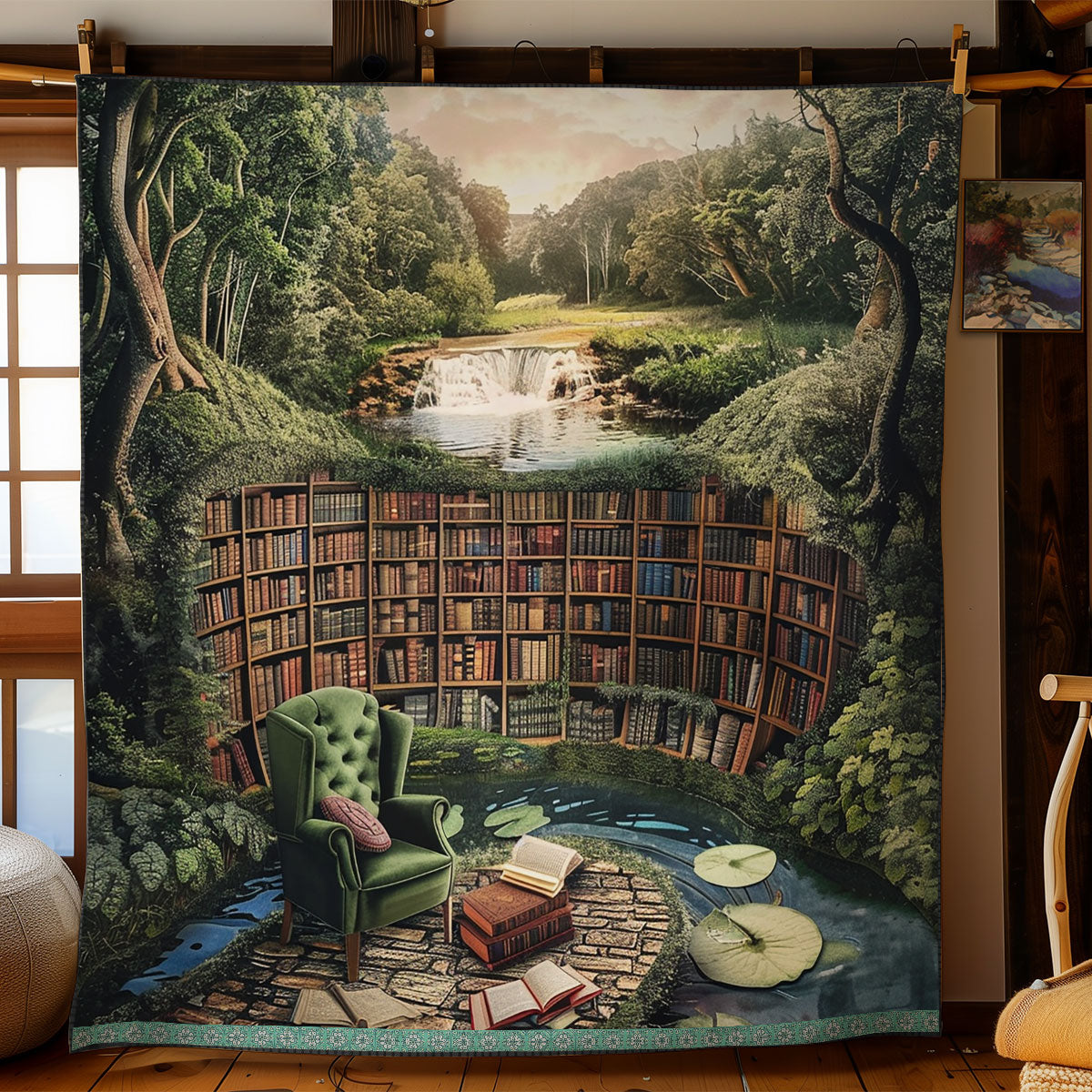 Tranquil Riverside Library WN0909110CL Quilt