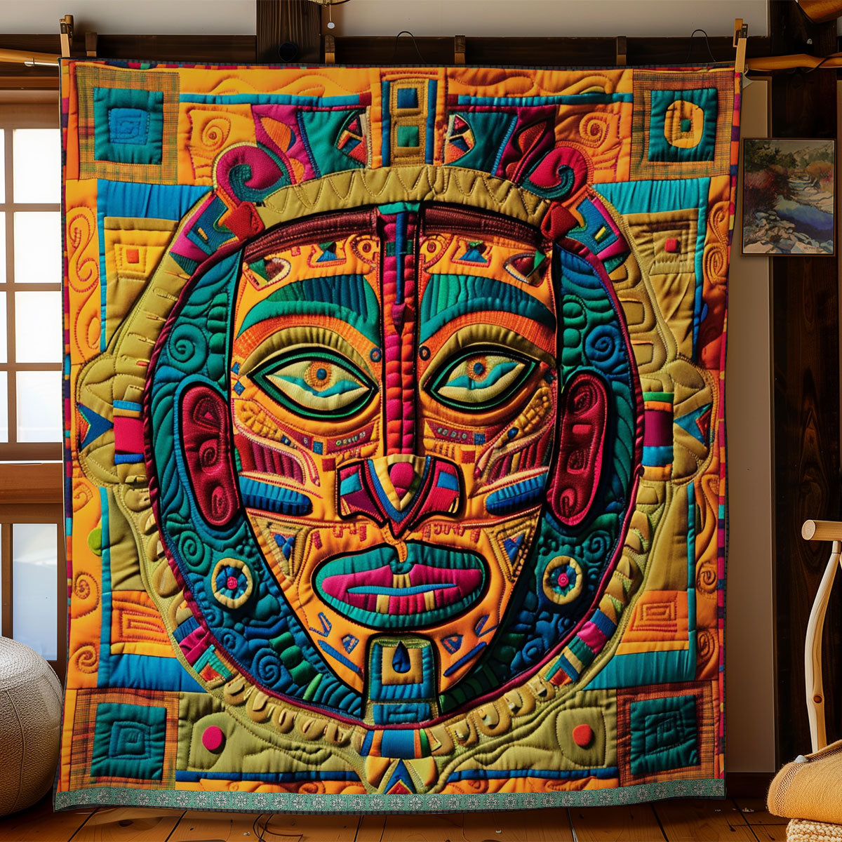 Aztec Tribal Mystic Mask WN1709051CL Quilt