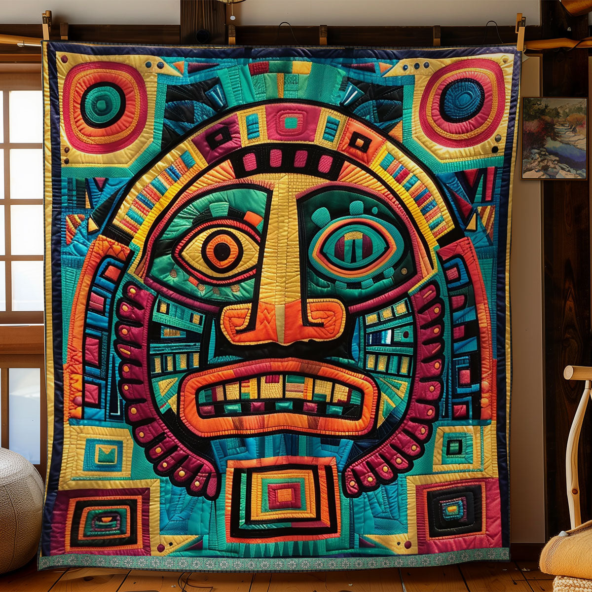 Aztec Tribal Mystic Mask WN1709052CL Quilt