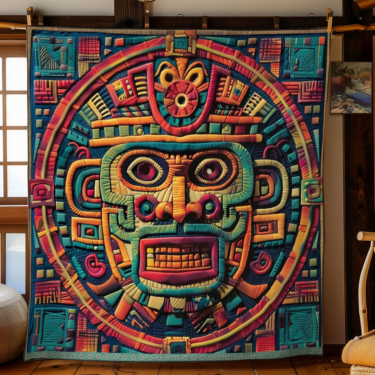 Aztec Tribal Shaman Face WN1709050CL Quilt