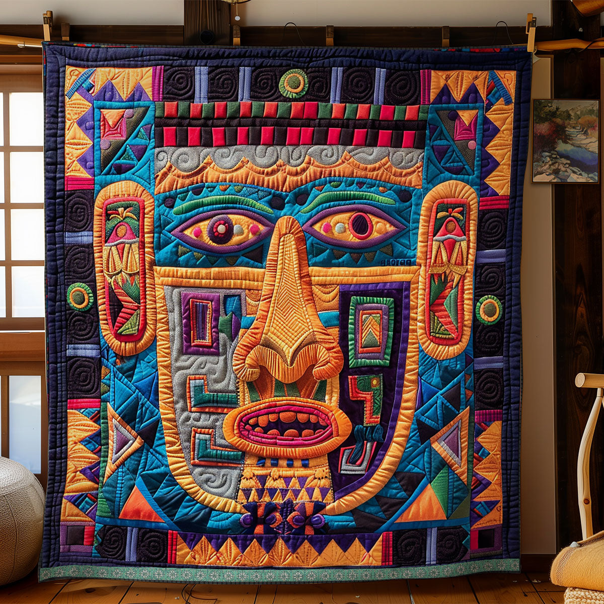 Aztec Tribal Spirit Mask WN1709047CL Quilt