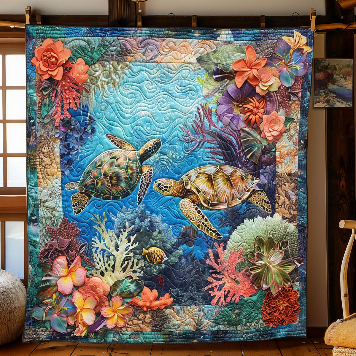 Turtle's Coral Haven WN1008024CL Quilt