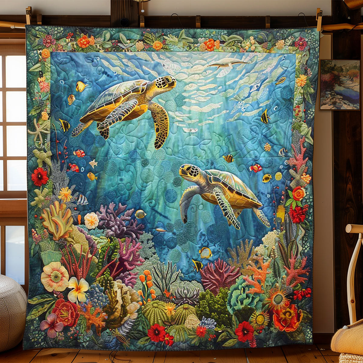 Turtle’s Coral Kingdom WN1008023CL Quilt