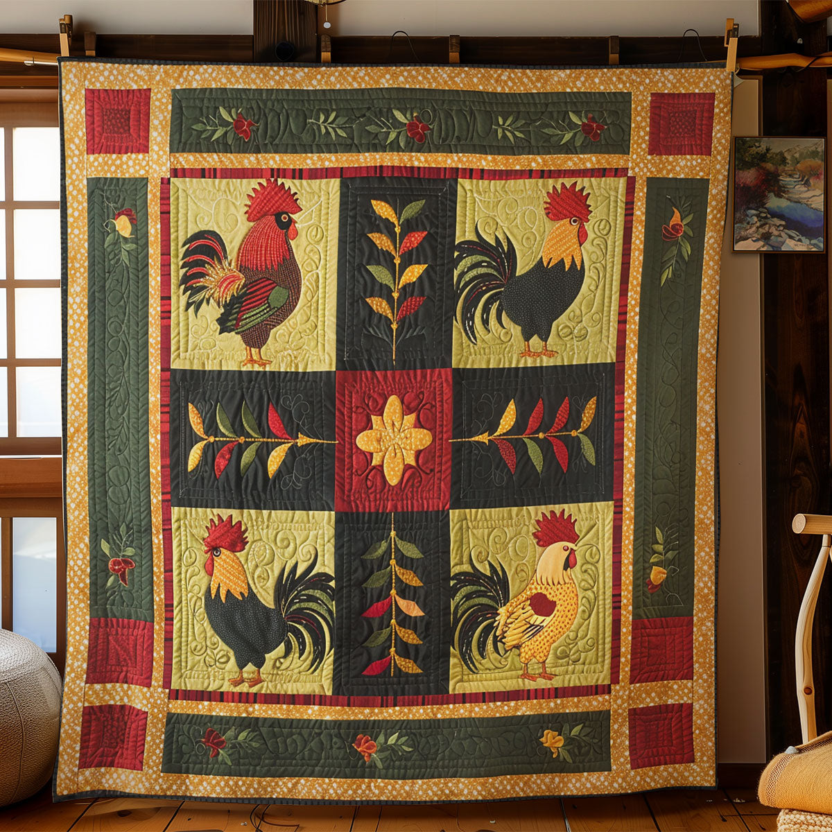 Vintage Roosters SR2208014CL Quilt