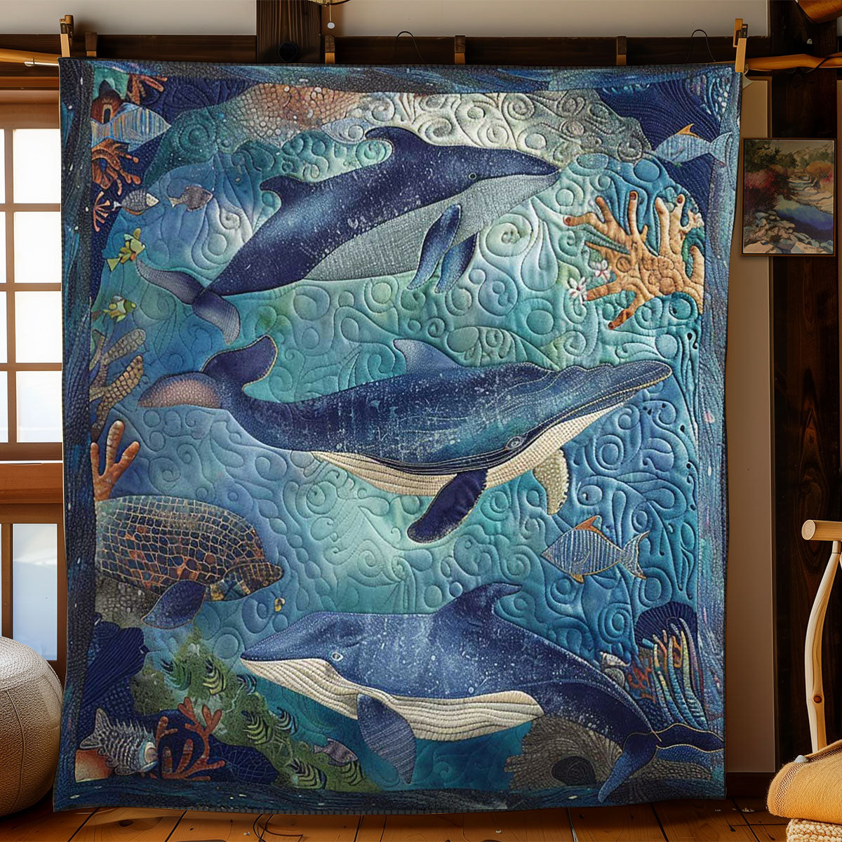 Whales' Horizon Quest WN1408008CL Quilt