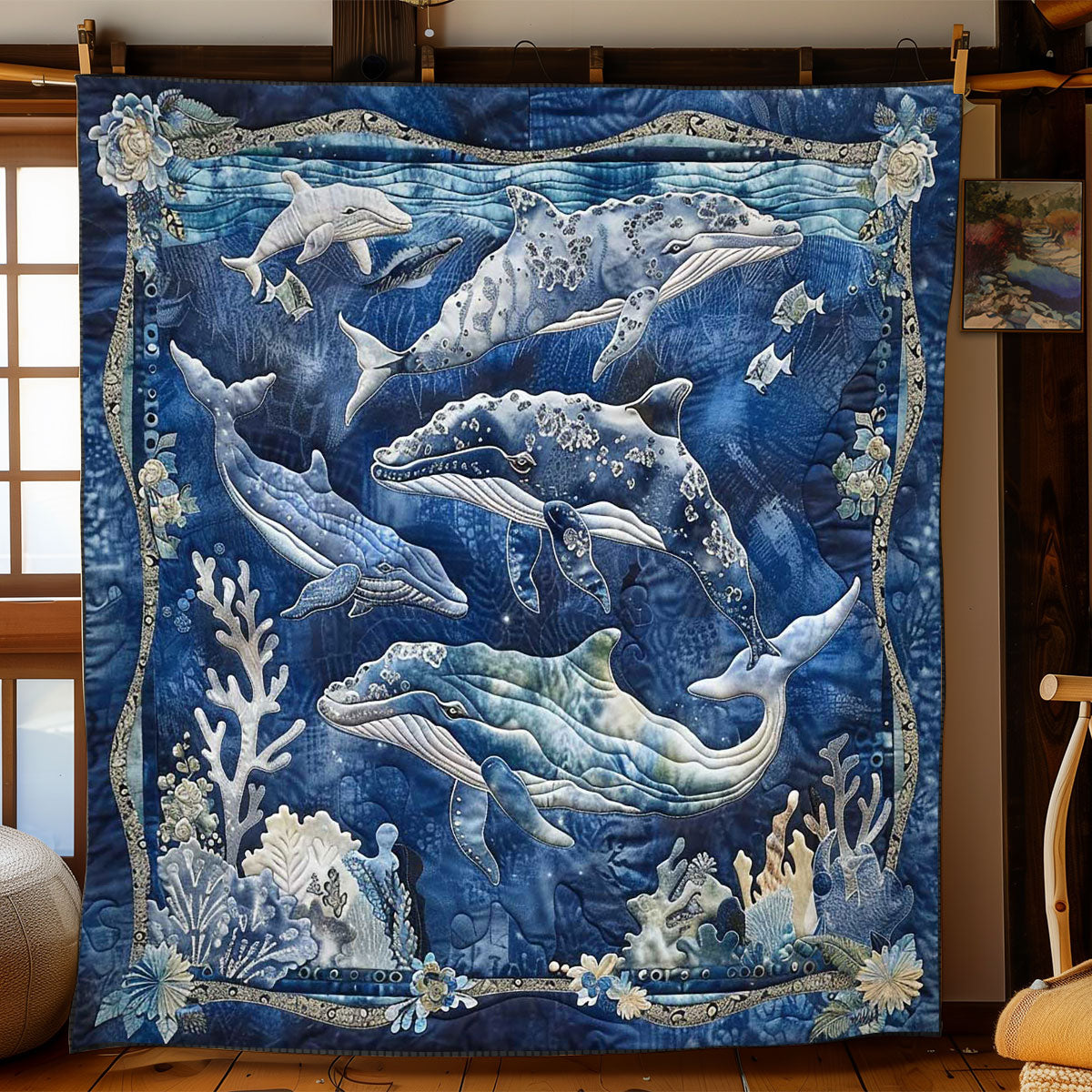 Whales' Quest WN1408004CL Quilt