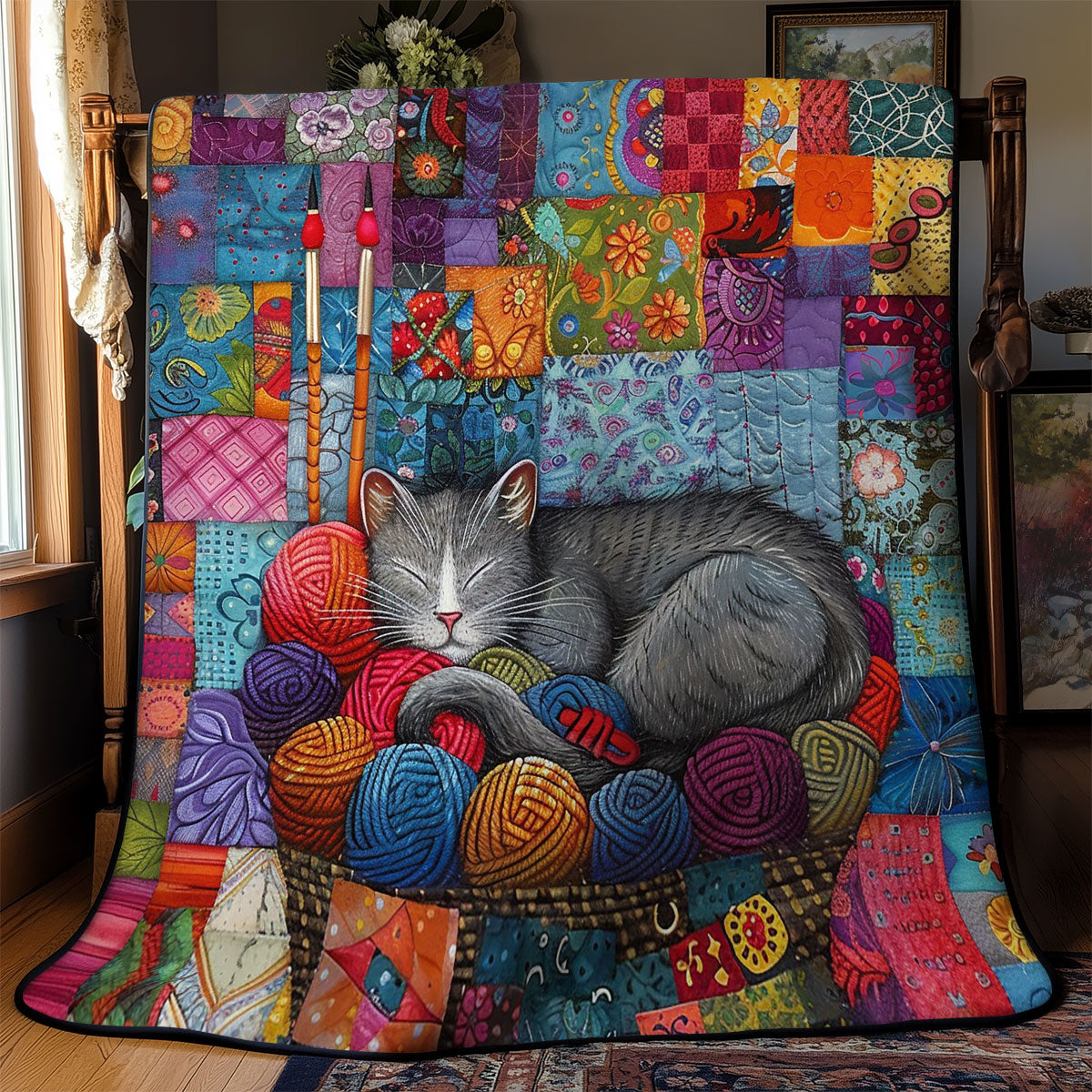 Whimsical Cat Sleeping WM2608005CL Quilt