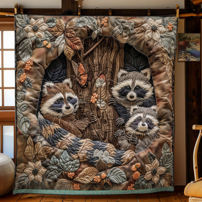 Whimsical Raccoons Abode WN0909081CL Quilt