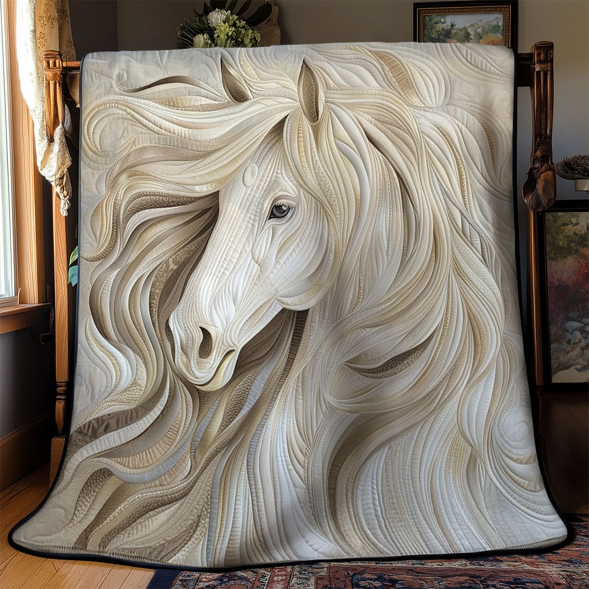 White Blur Horse WM2108009CL Quilt