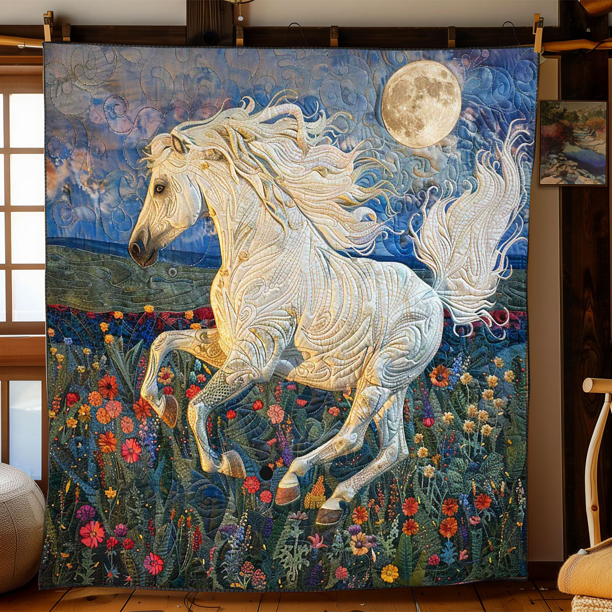 White Horse's Floral Meadow WN2408181CL Quilt