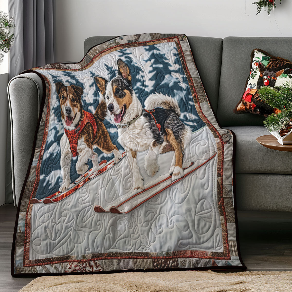 Winter Dog Skiing SR1908036CL Quilt