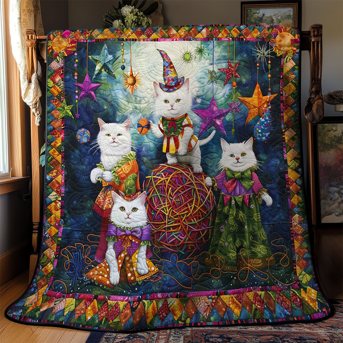 Witch Cat And Yarn WM1608007CL Quilt