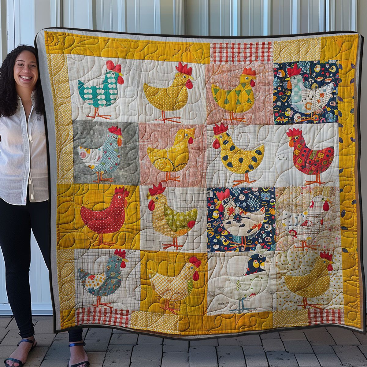 Cartoon Yellow Chickens WM2407008CL Quilt