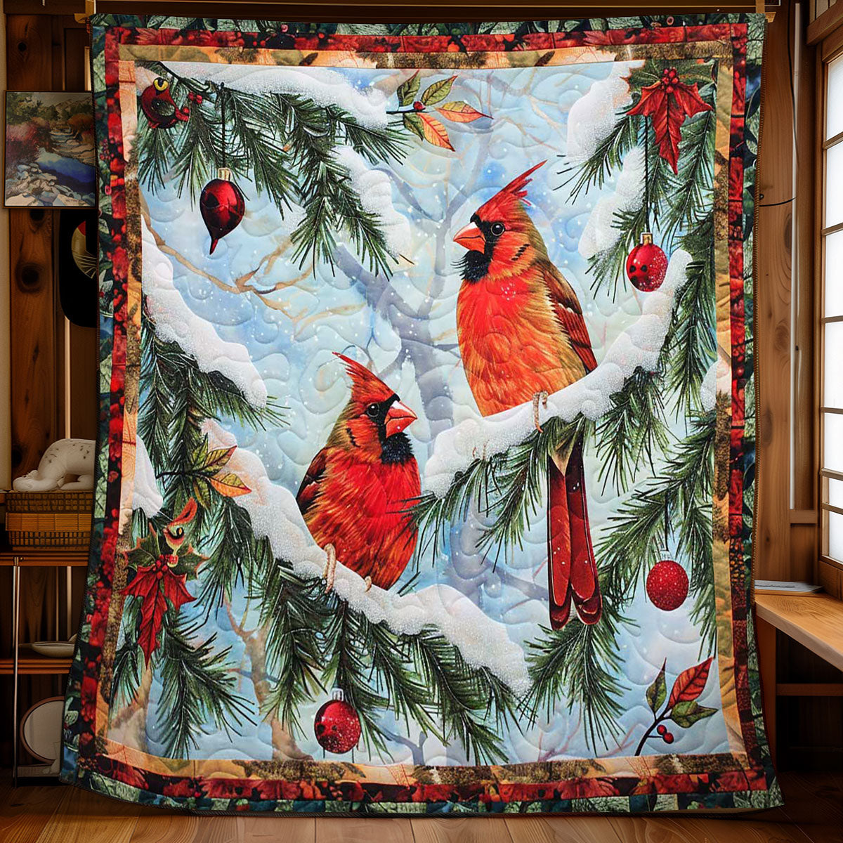 Cardinal's Frosty Companionship WN2608103CL Quilt