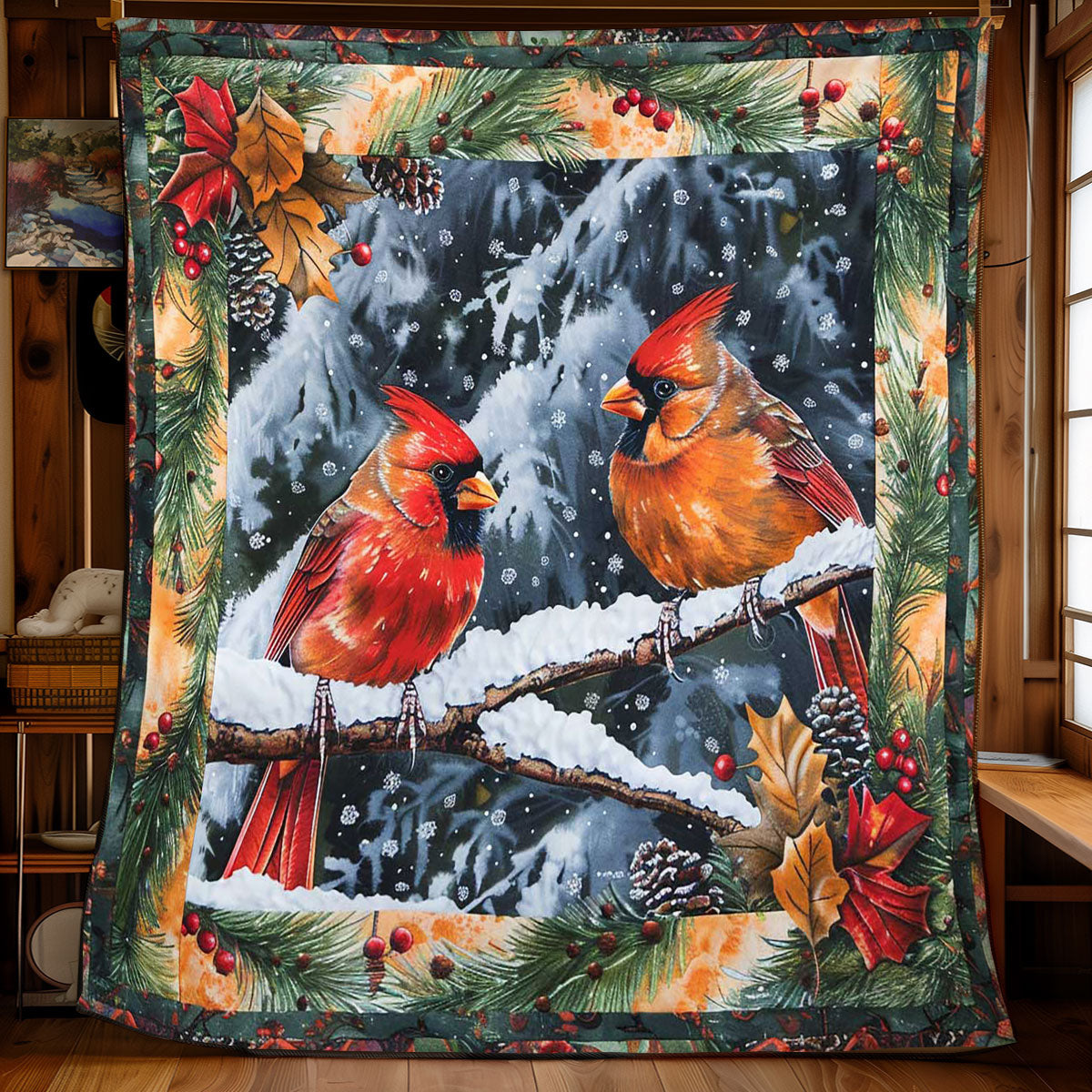 Cardinal's Snowy Embrace WN2608064CL Quilt