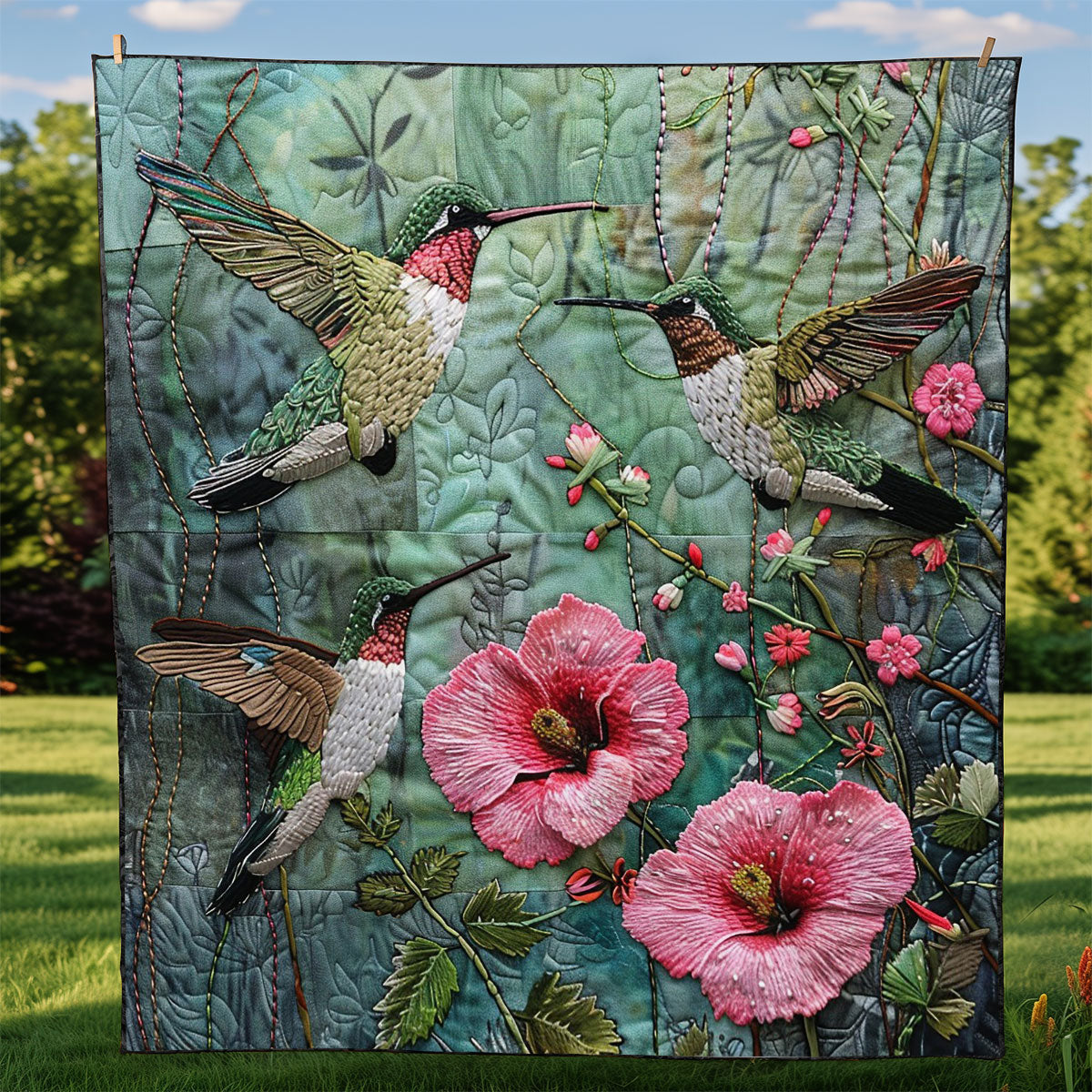 Charming Embroidy Hummingbirds WM2308011CL Quilt