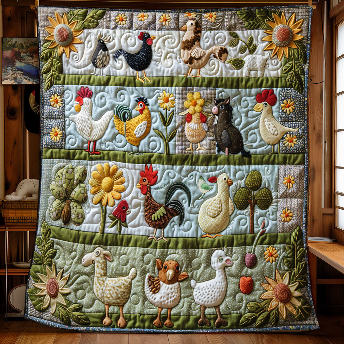 Cheerful Chickens WN2208088CL Quilt