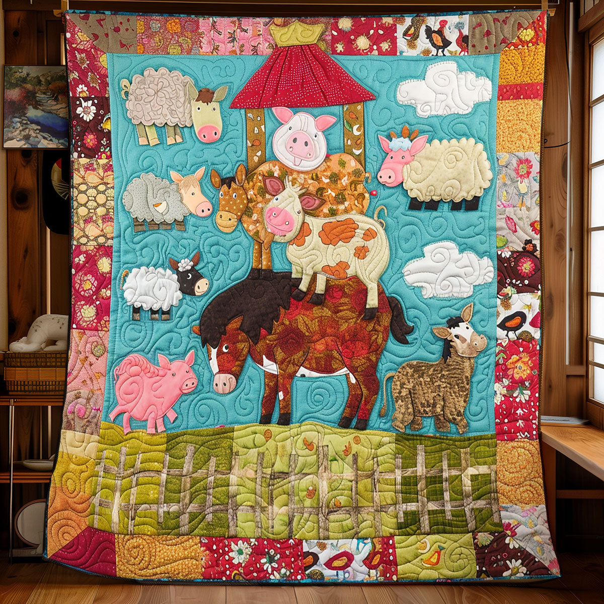 Cheerful Farm WN2208112CL Quilt