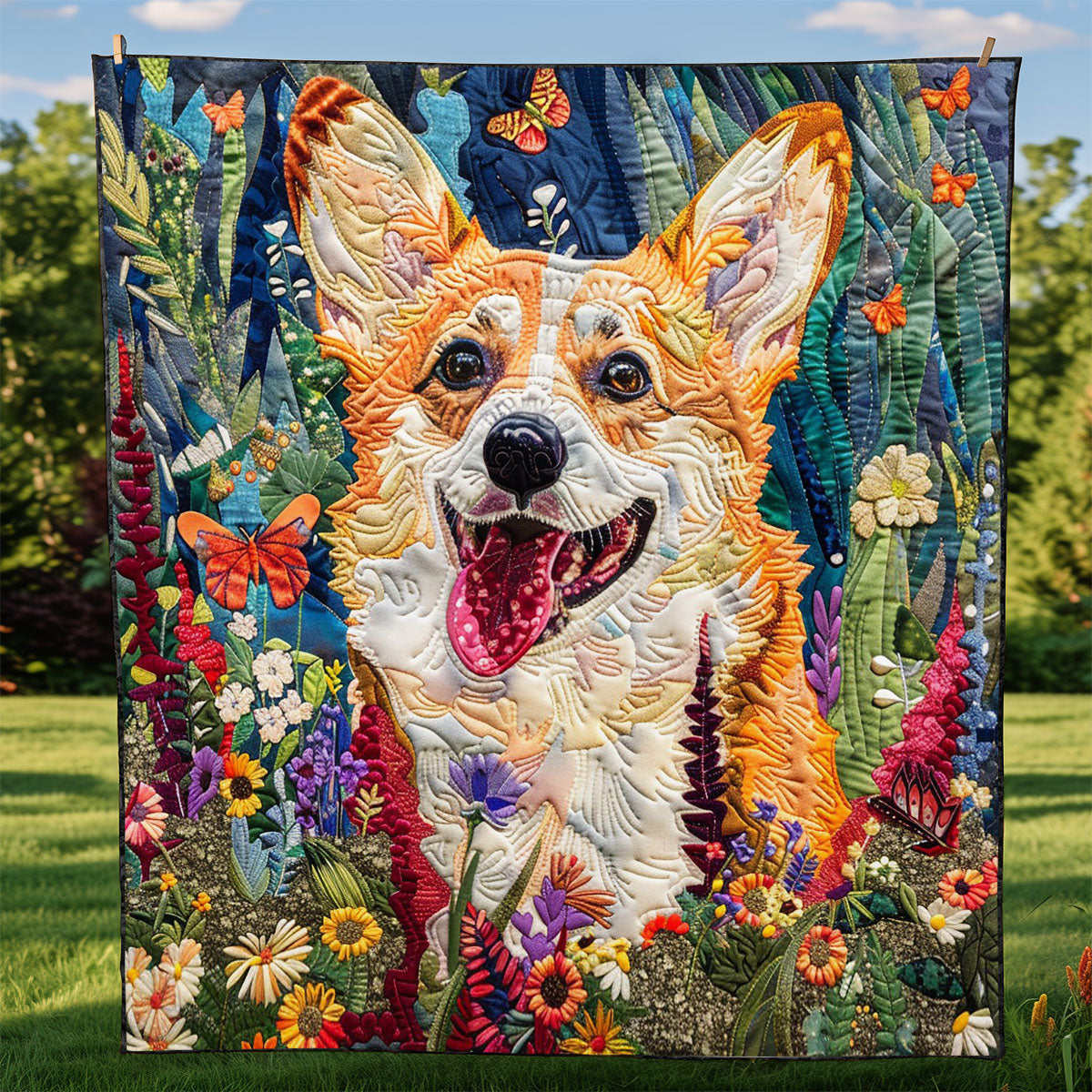 Floral Corgi WM2908021CL Quilt