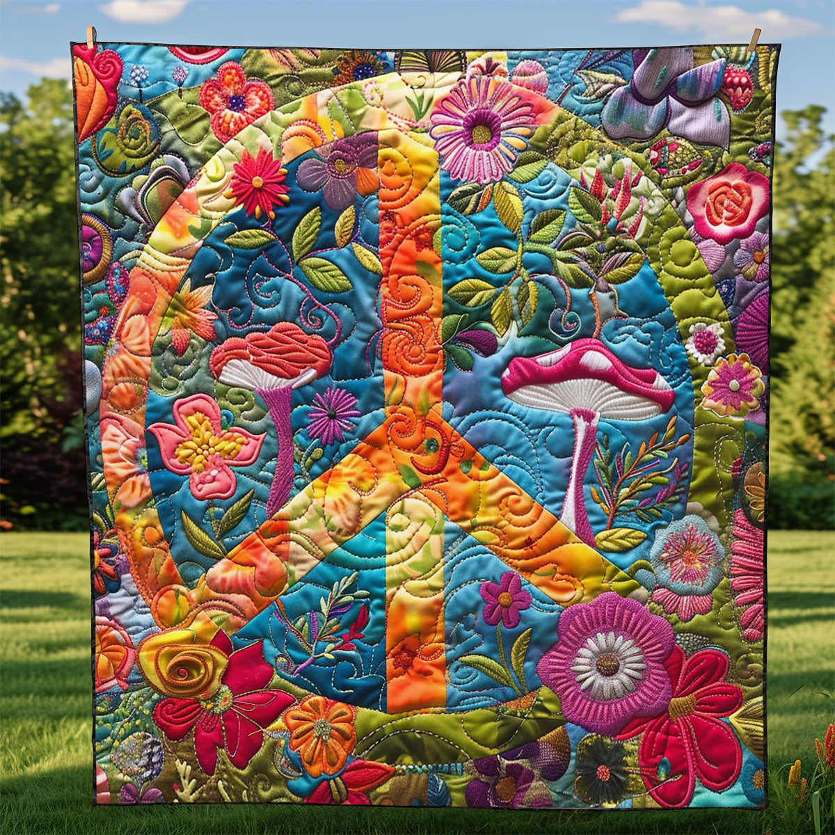 Florals Hippie Sign WM2308041CL Quilt