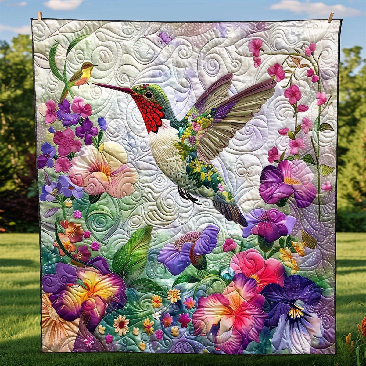Florals Hummingbird WM2308092CL Quilt