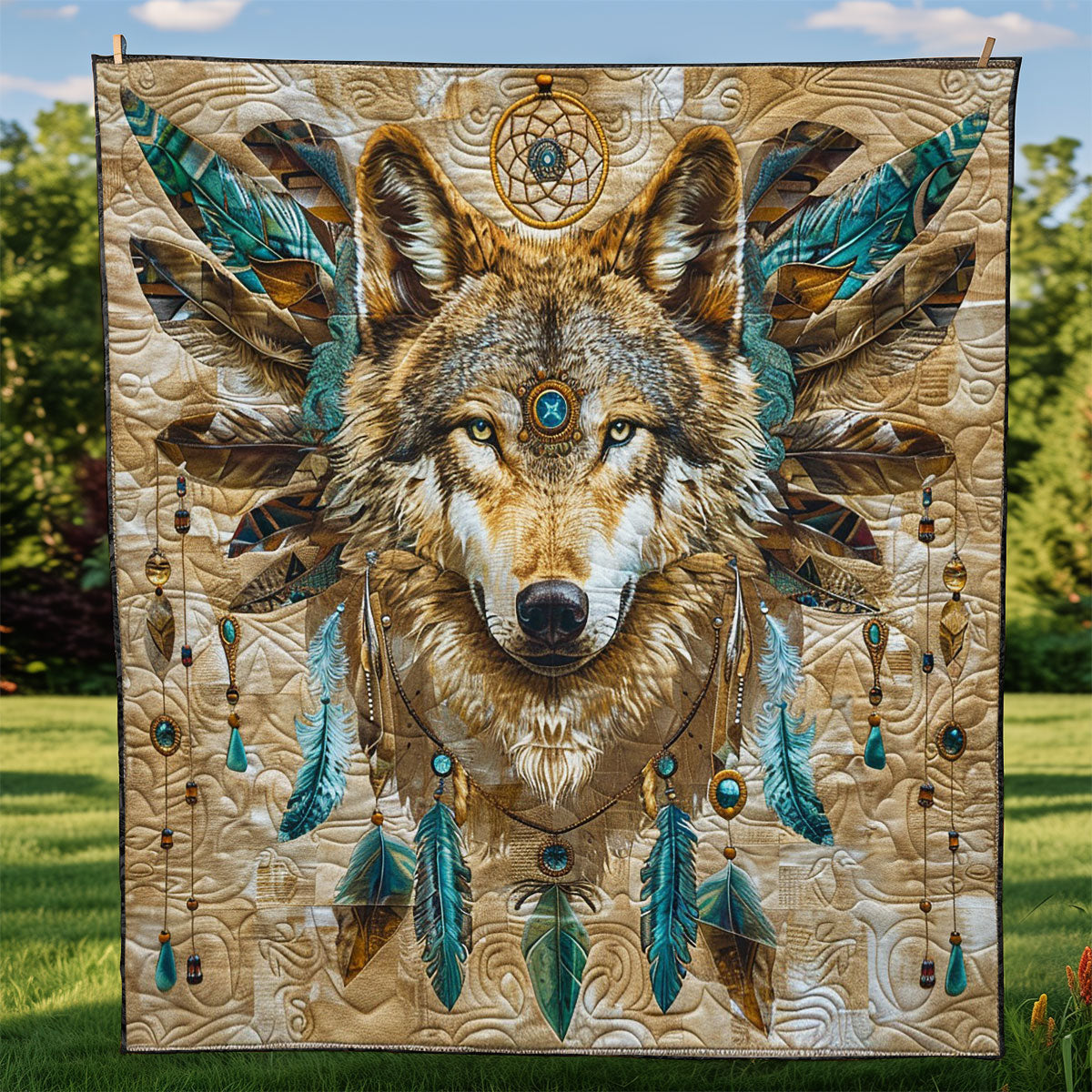 Flying Feathers Wolf WM0509011CL Quilt