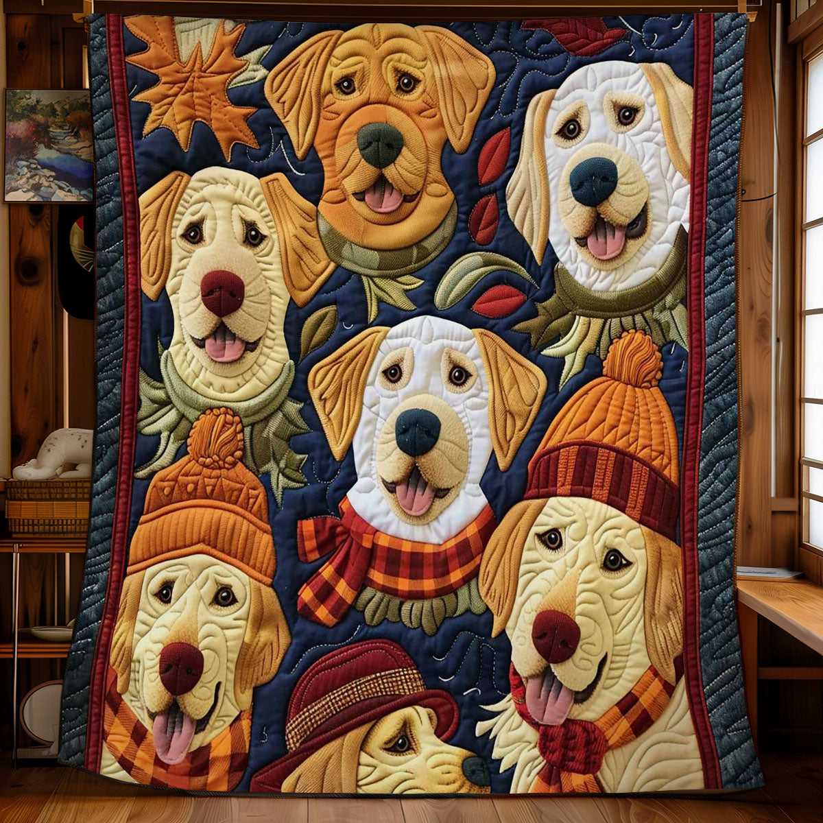 Golden Dogs In Autumn Splendor WN2708020CL Quilt