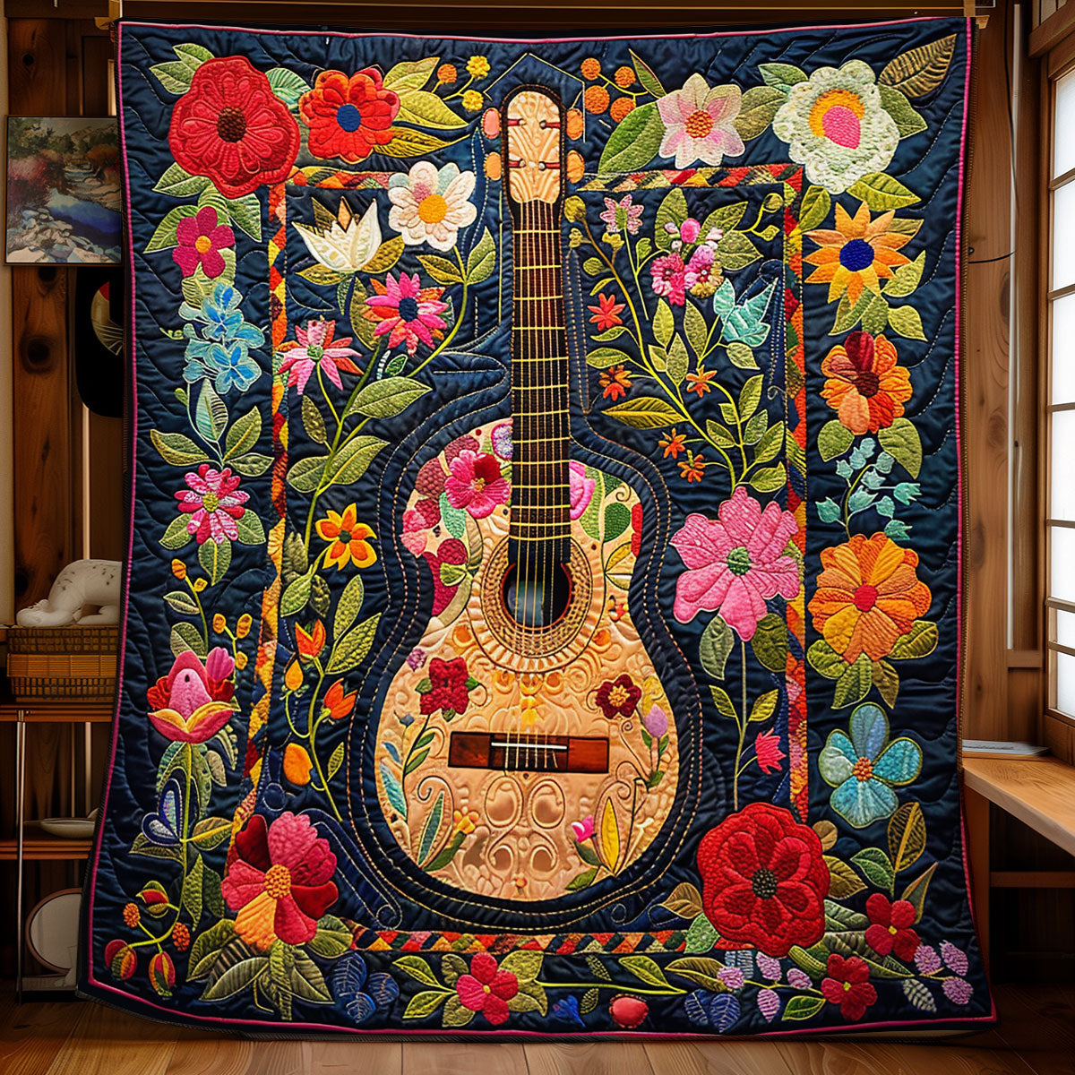 Groovy Guitar Blossoms WN2208124CL Quilt