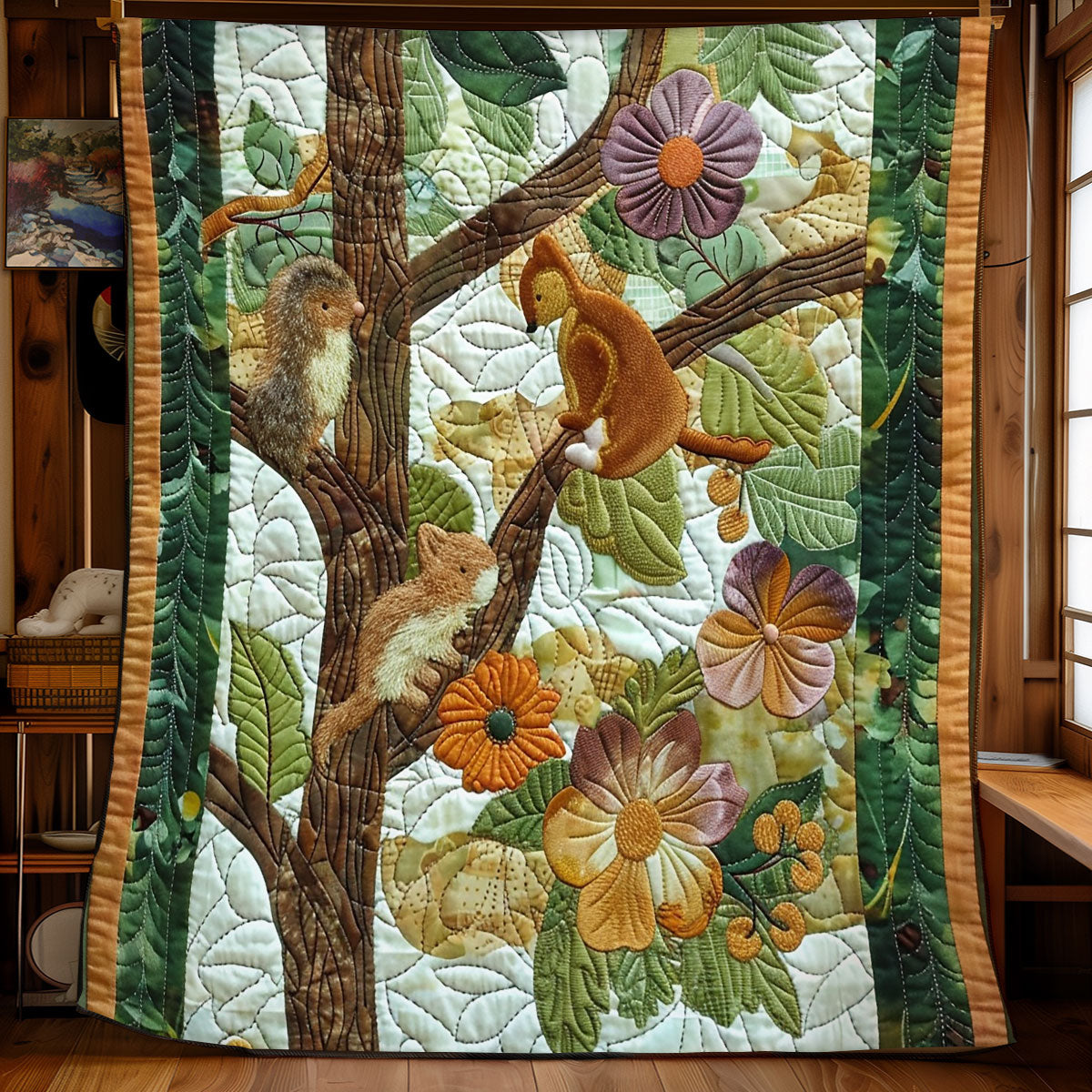 Hedgehog And Squirrel Haven WN2208097CL Quilt