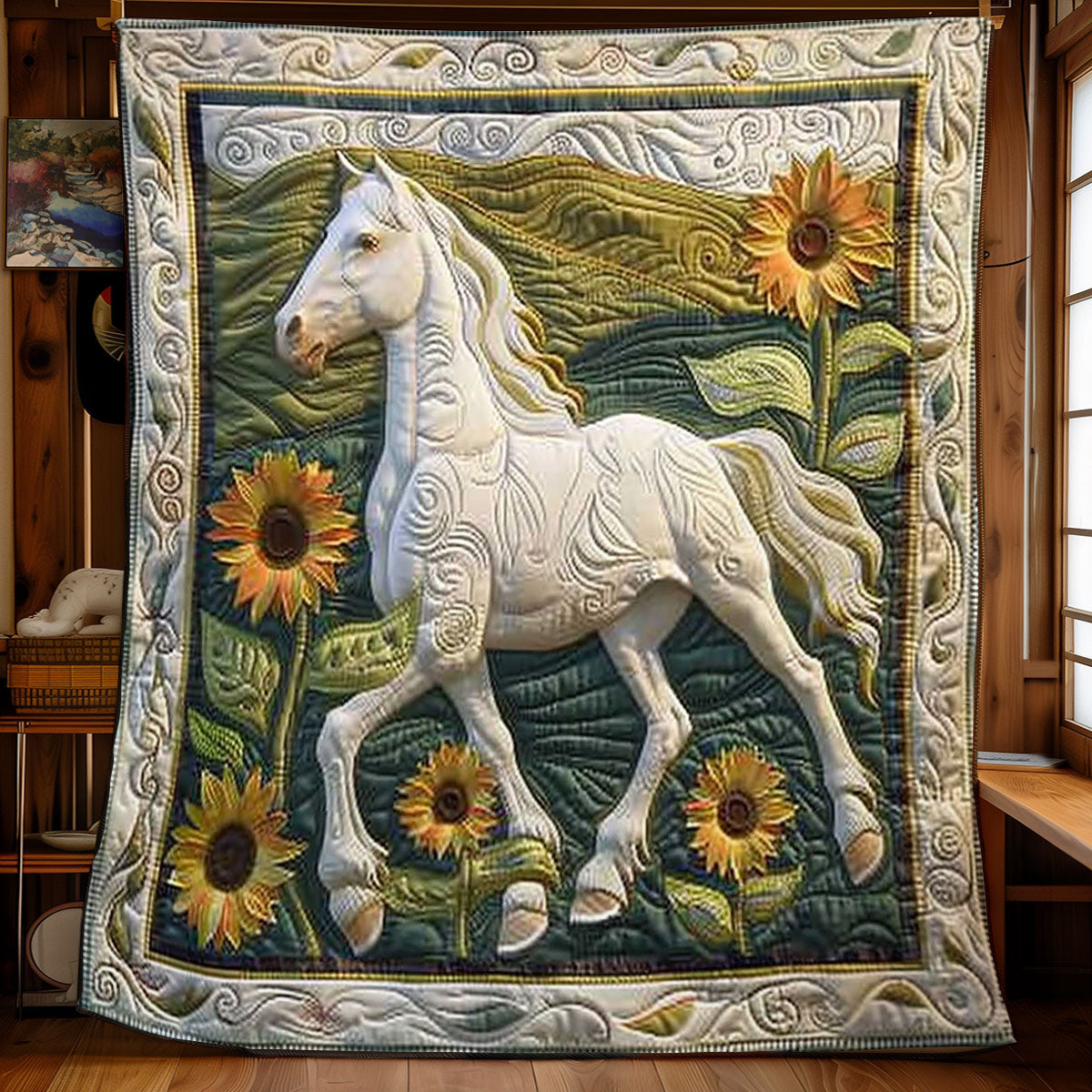 Horse And Sunflowers WN2108079CL Quilt