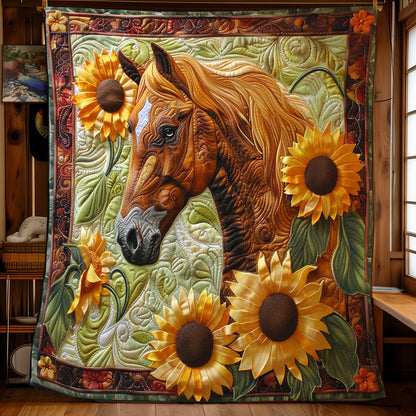 Horse's Sunflower Field WN2408177CL Quilt