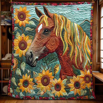 Horse's Sunflower Symphony WN2408179CL Quilt