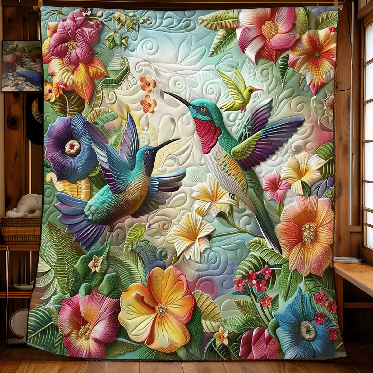 Hummingbirds' Floral Dance WN2608038CL Quilt