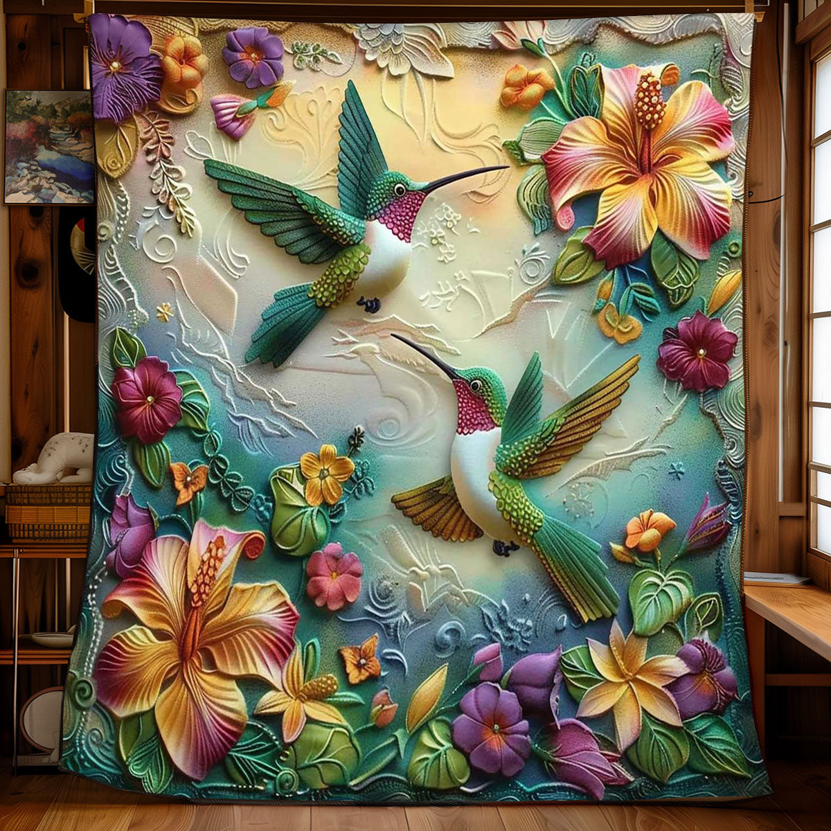 Hummingbirds' Petal Dance WN2608048CL Quilt